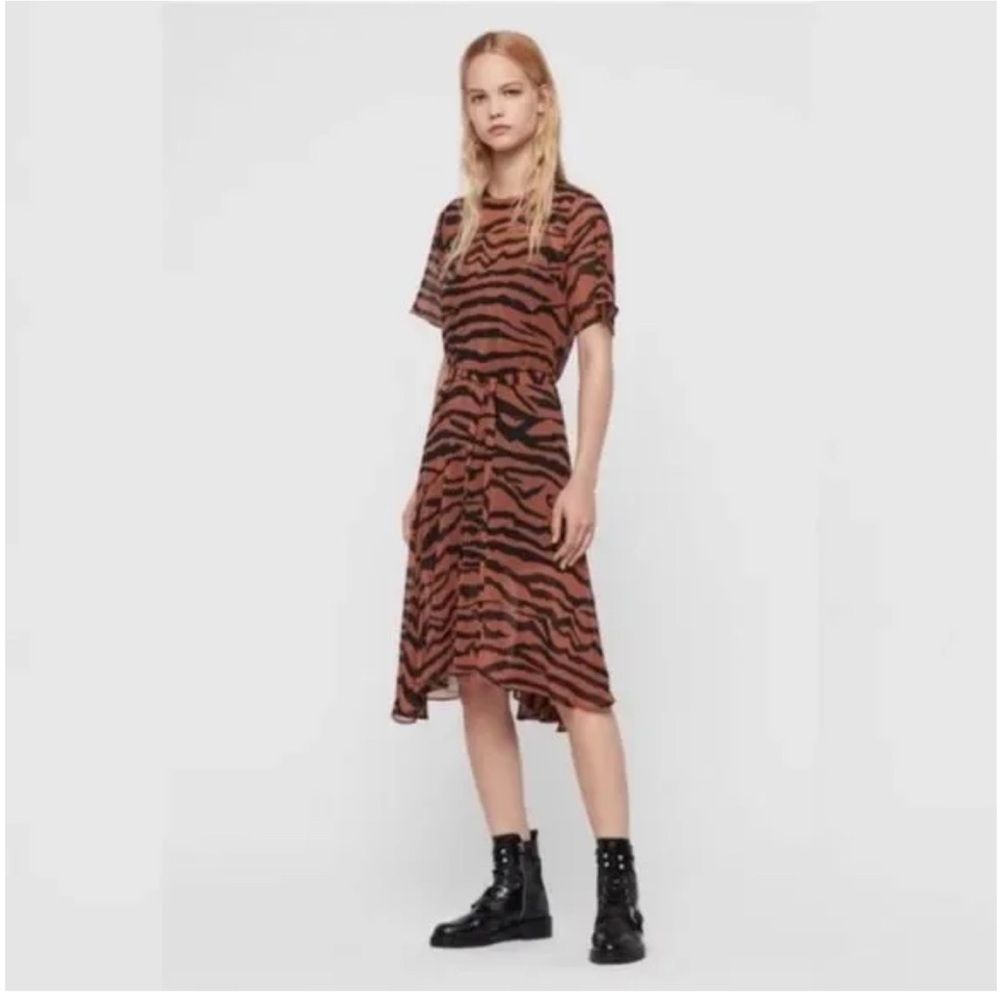 All Saints Zebra Print Brown Dress